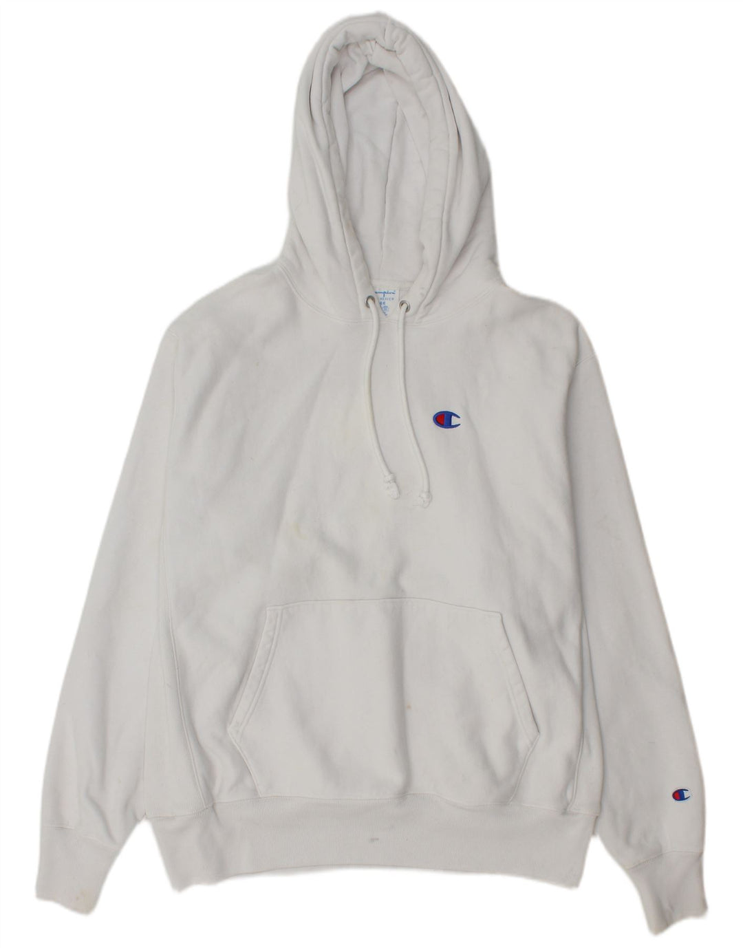 Champion Mens Hoodie Jumper Large White Cotton