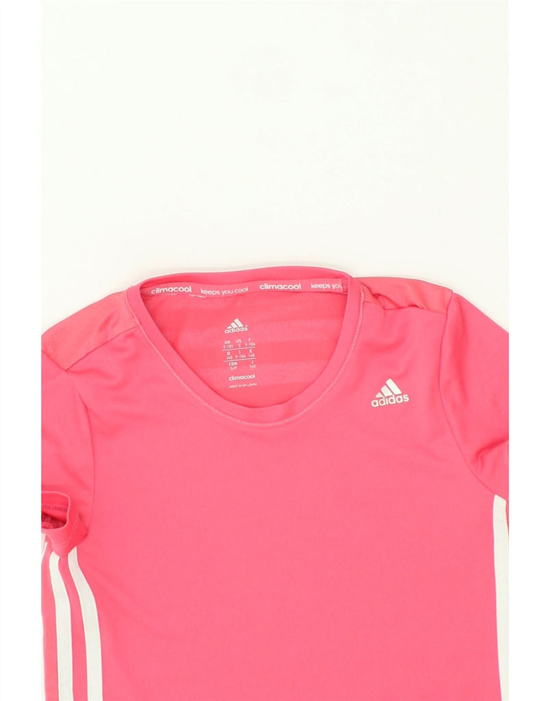 ADIDAS Girls Climacool T-Shirt Top 8-9 Years Pink Polyester | Vintage Adidas | Thrift | Second-Hand Adidas | Used Clothing | Messina Hembry 