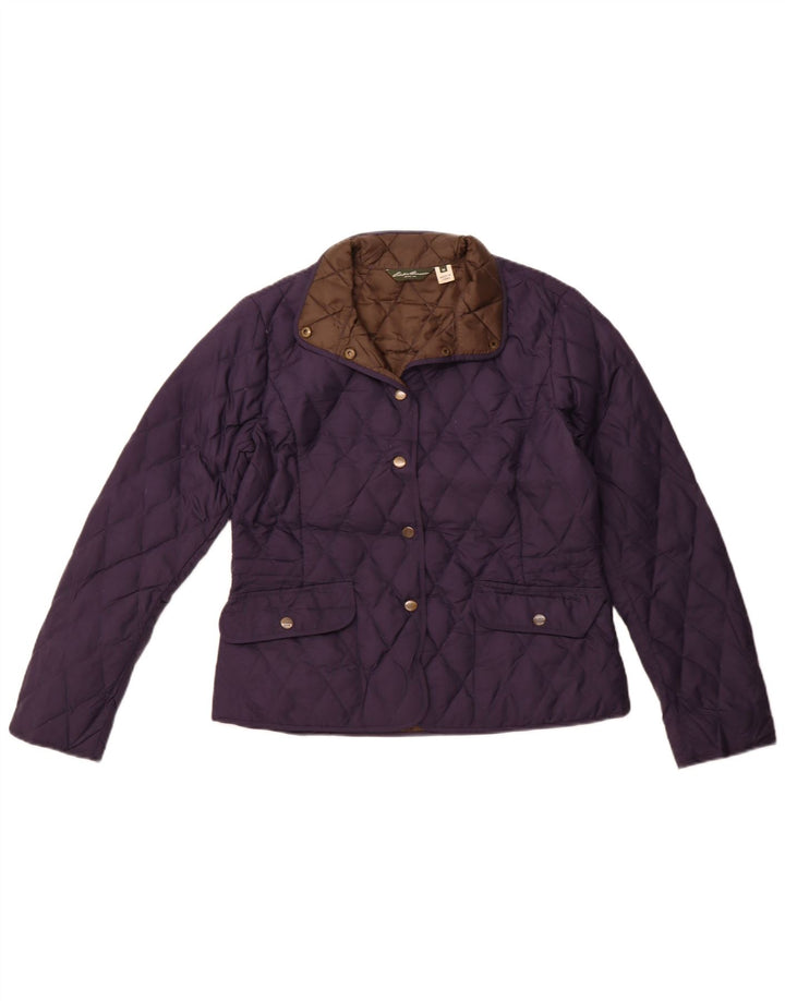 EDDIE BAUER Womens Quilted Padded Jacket UK 14 Medium Navy Blue Polyester