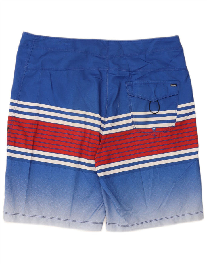 Hurley Mens Graphic Swimming Shorts Large  Blue Striped Polyester