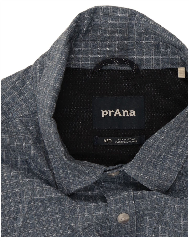 PRANA Mens Short Sleeve Shirt Medium Blue Check