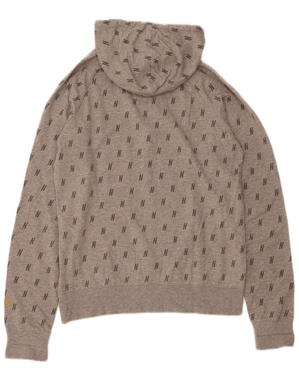 Nike Womens Graphic Zip Neck Hoodie Jumper US 12/14 Large Grey Spotted