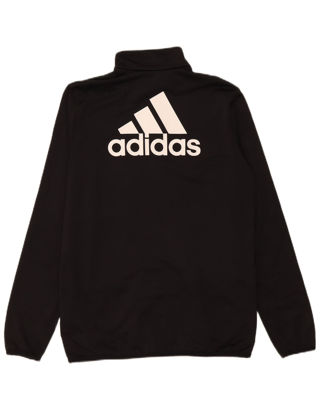 Adidas Boys Graphic Tracksuit Top Jacket 15-16 Years Black Polyester
