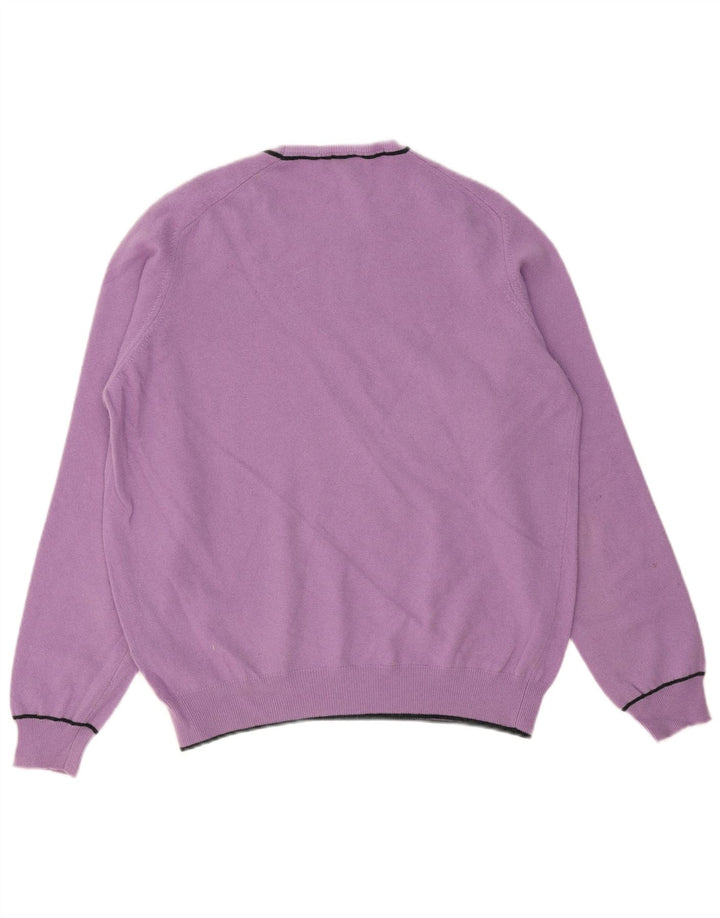 JECKERSON Womens Crew Neck Jumper Sweater UK 18 XL Purple Wool