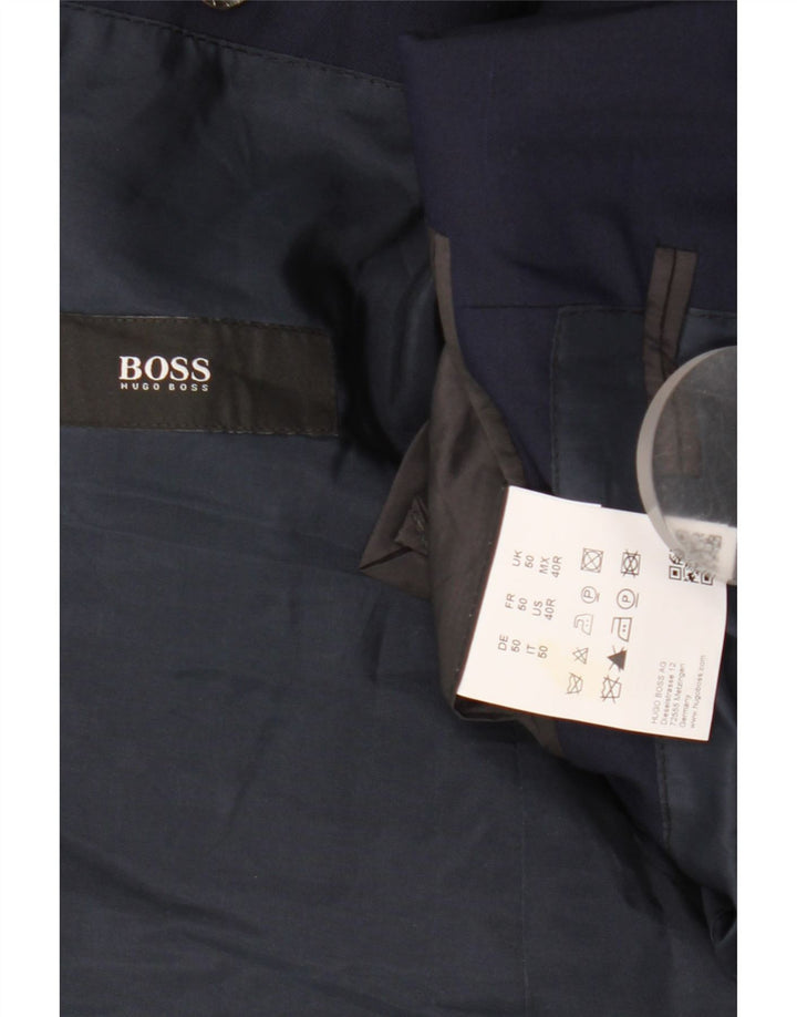 Hugo Boss Mens 2 Button Blazer Jacket EU 50 Large Navy Blue Wool