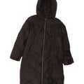 Zara Womens Hooded Padded Coat UK 14 Medium Black Polyester