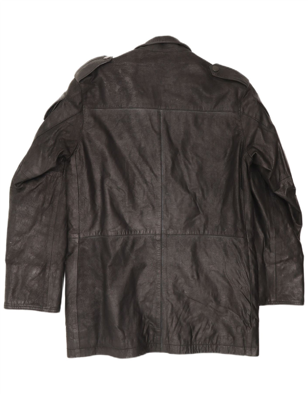 Barbour Mens Military Leather Jacket UK 36 Small Black Leather