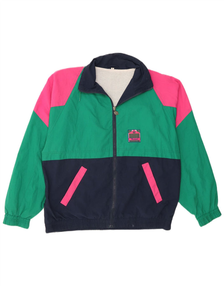 Vintage Mens Graphic Tracksuit Top Jacket Large Multicoloured Colourblock