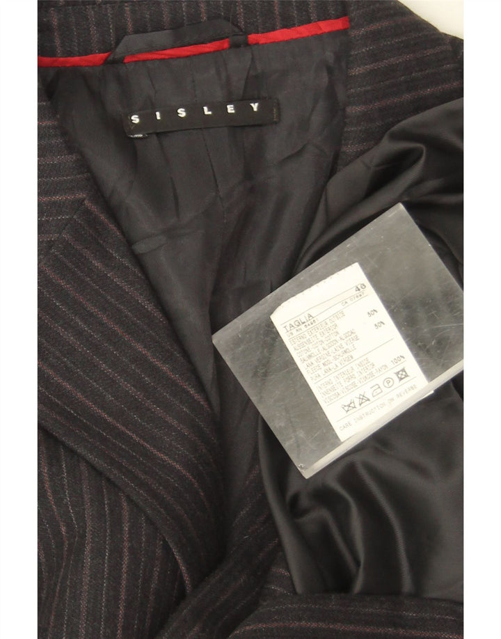 Sisley Mens 3 Button Blazer Jacket IT 46 Small Grey Pinstripe Cotton