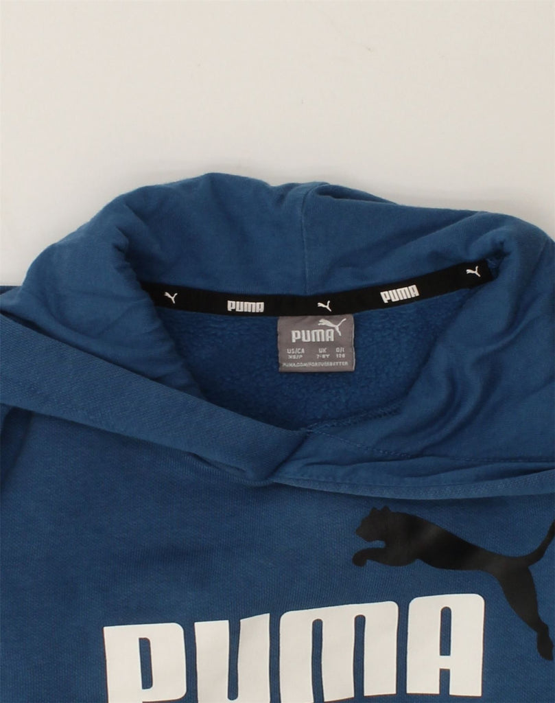 PUMA Boys Graphic Hoodie Jumper 7-8 Years Blue Cotton | Vintage Puma | Thrift | Second-Hand Puma | Used Clothing | Messina Hembry 