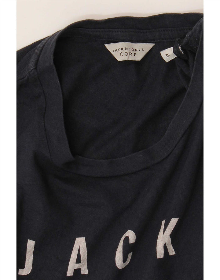Jack & Jones Mens Graphic T-Shirt Top Medium Black