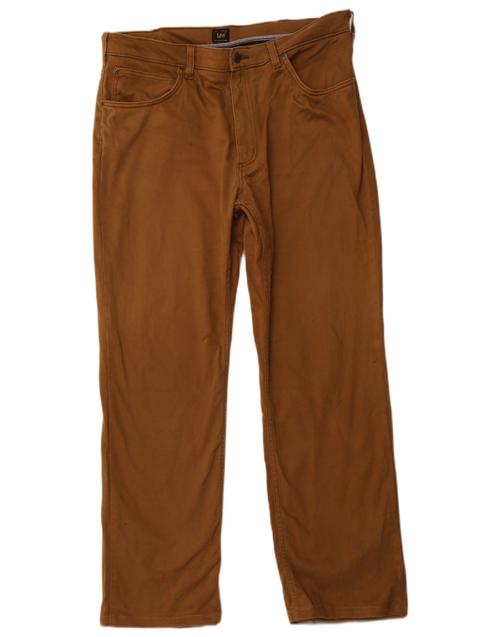 LEE Mens Brooklyn Straight Casual Trousers W36 L30 Brown Cotton