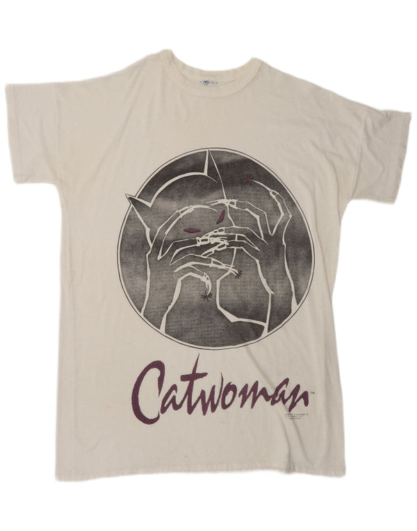 Vintage Mens 1991 DC Comics Catwoman Graphic T-Shirt Top Large White