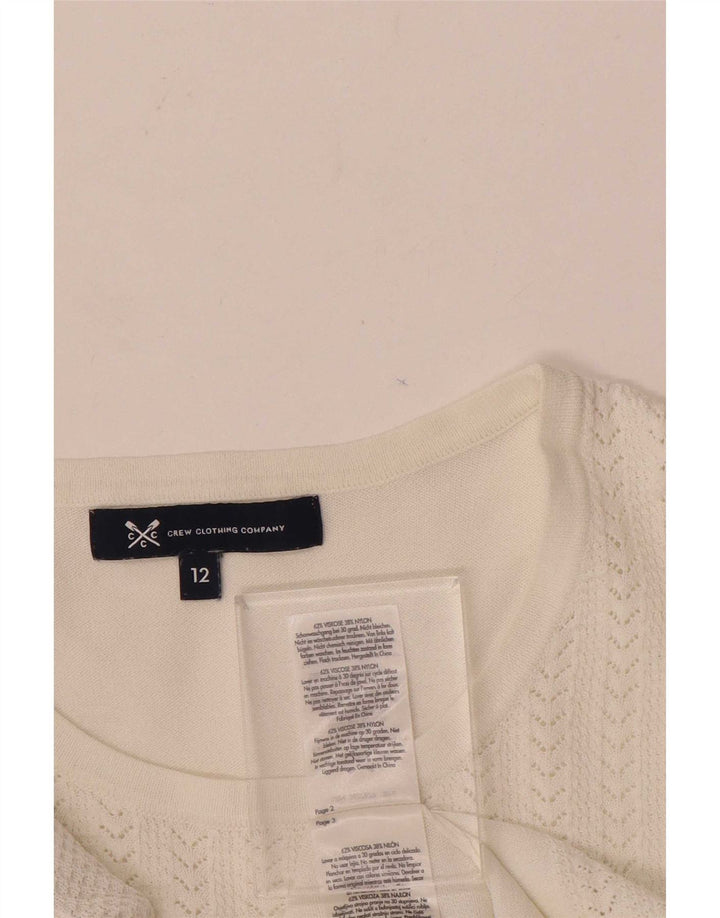 Crew Clothing Womens T-Shirt Top UK 12 Medium White Viscose