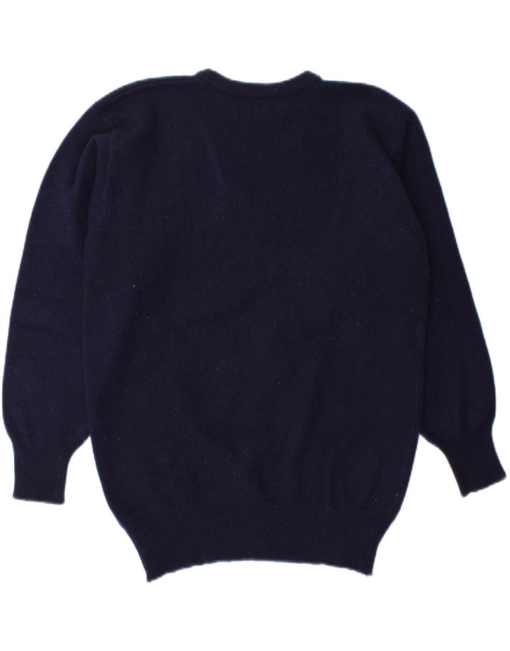 LYLE & SCOTT Womens V-Neck Jumper Sweater EU 40 Medium Navy Blue Vintage Lyle & Scott and Second-Hand Lyle & Scott from Messina Hembry 