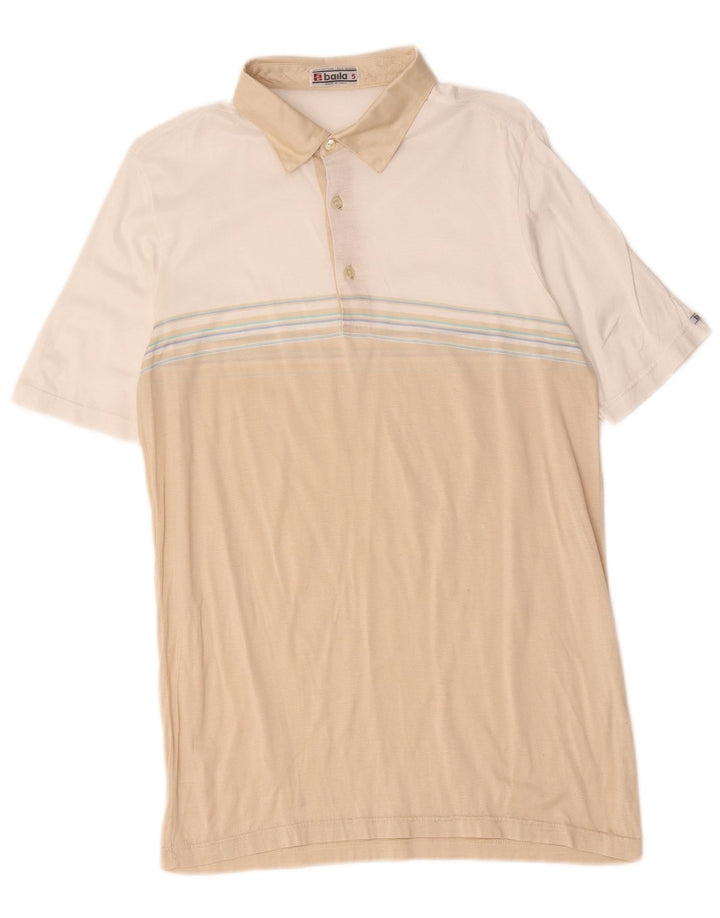 Baila Mens Polo Shirt Small Beige Colourblock Cotton