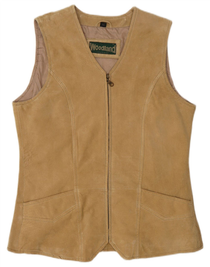 Woodland Womens Suede Gilet IT 44 Medium Beige Leather