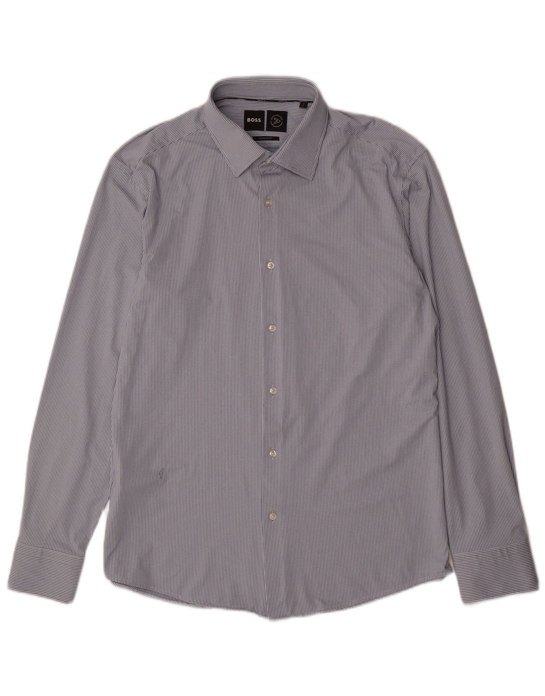 Hugo Boss Mens Regular Fit Shirt Size 41 16 Large Blue Spotted Polyamide