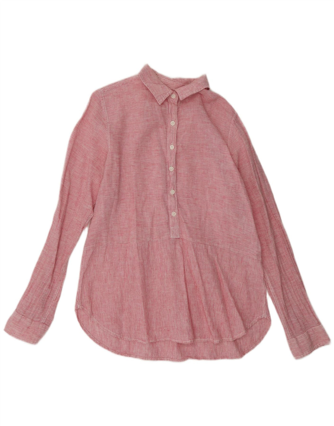 DACK'S Womens Pullover Shirt Blouse UK 16 Large Pink Pinstripe Linen
