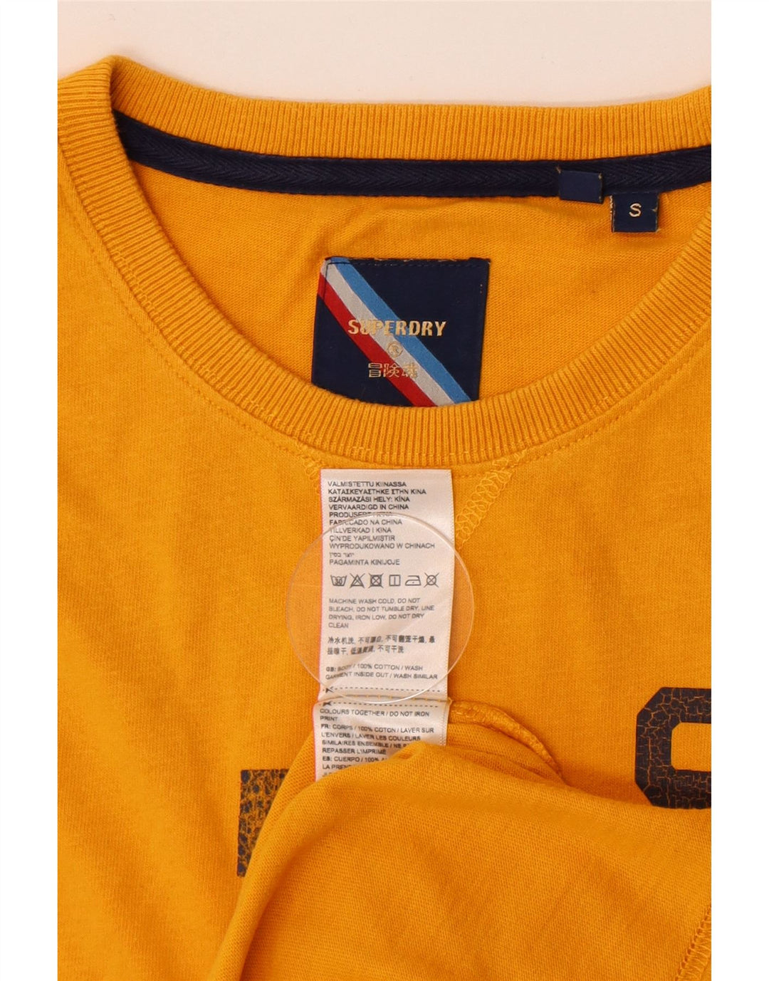 Superdry Mens Graphic T-Shirt Top Small Yellow Cotton