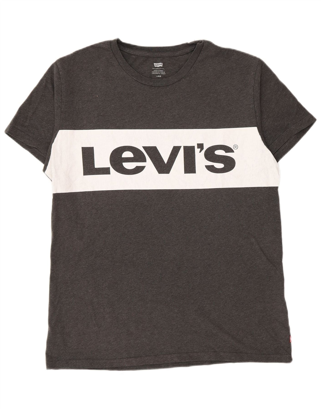 Levi's Mens Graphic T-Shirt Top Large Grey Colourblock Cotton