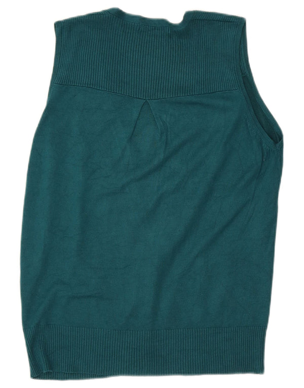 Marks & Spencer Womens Sleeveless Cardigan Sweater UK 12 Medium Green