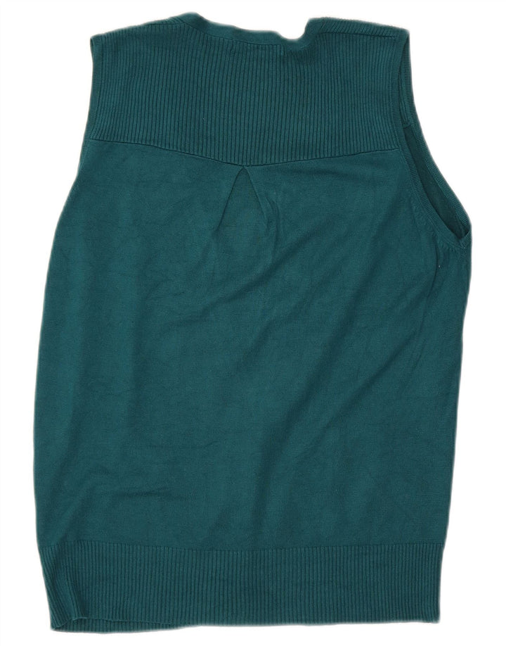 Marks & Spencer Womens Sleeveless Cardigan Sweater UK 12 Medium Green