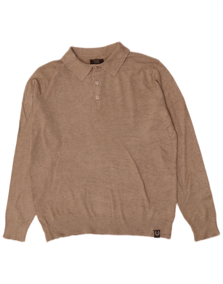 Gianmarco Venturi Mens Polo Neck Jumper Sweater Large Brown Viscose
