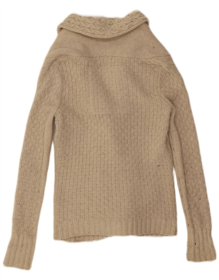 Superdry Womens Cardigan Sweater UK 10 Small Beige Wool