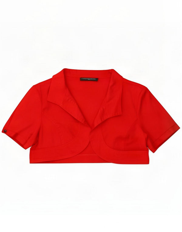 Sandro Ferrone Womens Short Sleeve Bolero Top UK 18 XL Red Cotton
