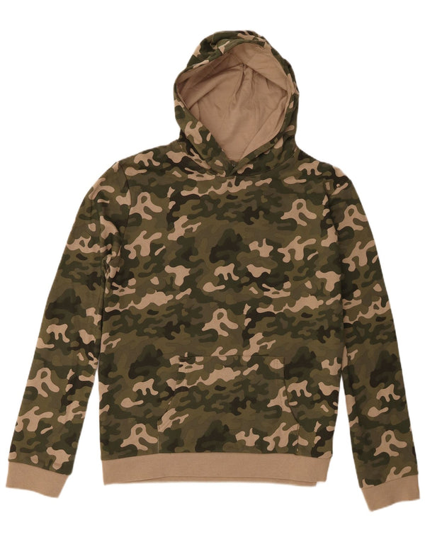 Marks & Spencer Boys Hoodie Jumper 15-16 Years Khaki Camouflage Cotton