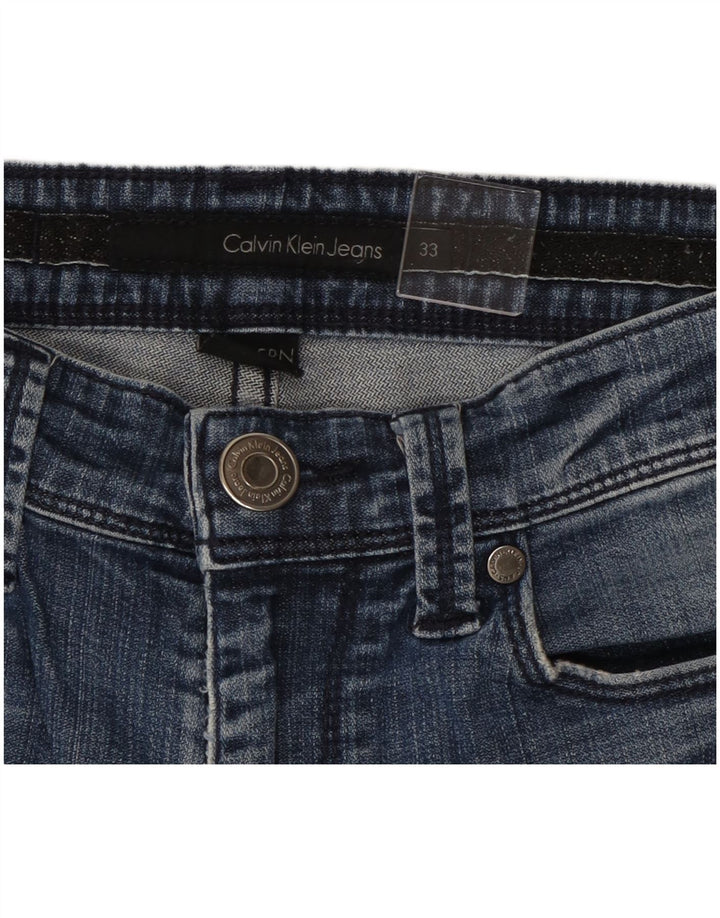 Calvin Klein Womens Distressed Bootcut Jeans W33 L29 Blue Cotton
