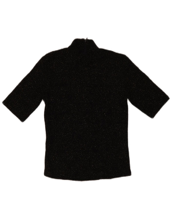 Zara Womens Blouse Top UK 10 Small Black Flecked Polyester