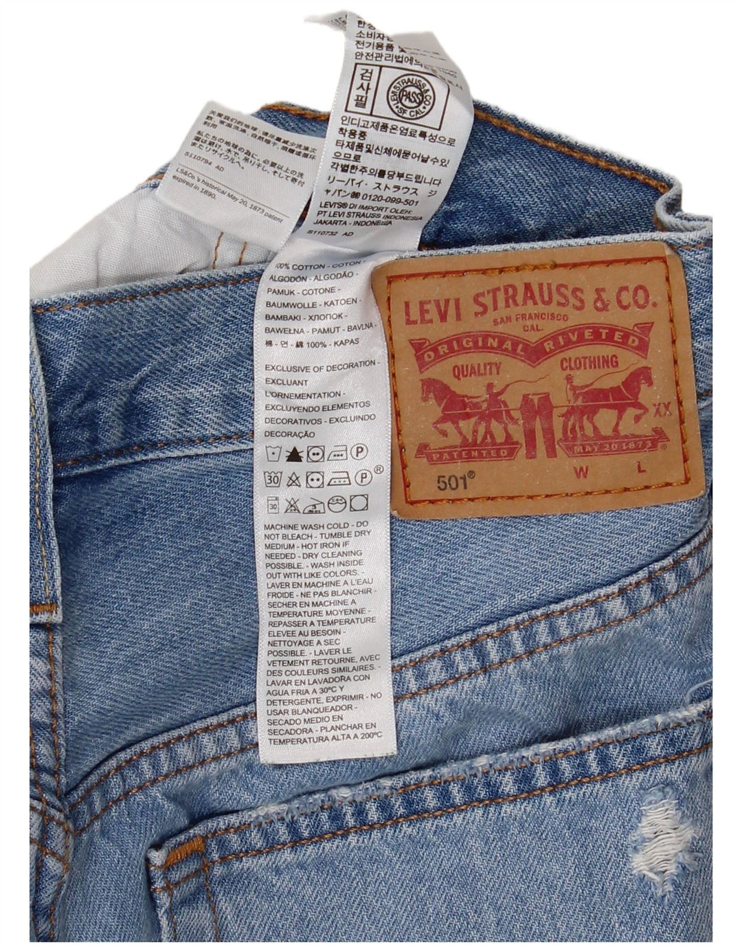 LEVI'S Womens 501 Distressed Denim Shorts W27 Small Blue Cotton
