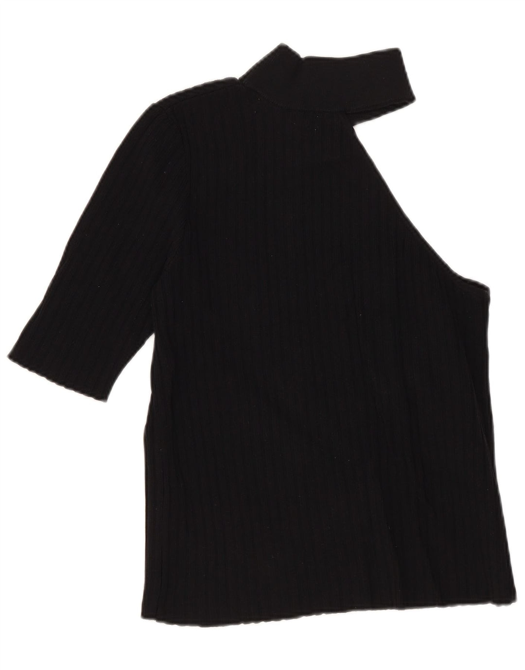 Zara Womens Crop One Shoulder Top UK 12 Medium Black Nylon