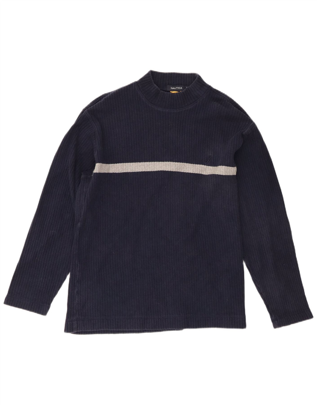 Nautica Mens Top Long Sleeve Medium Navy Blue Colourblock Cotton