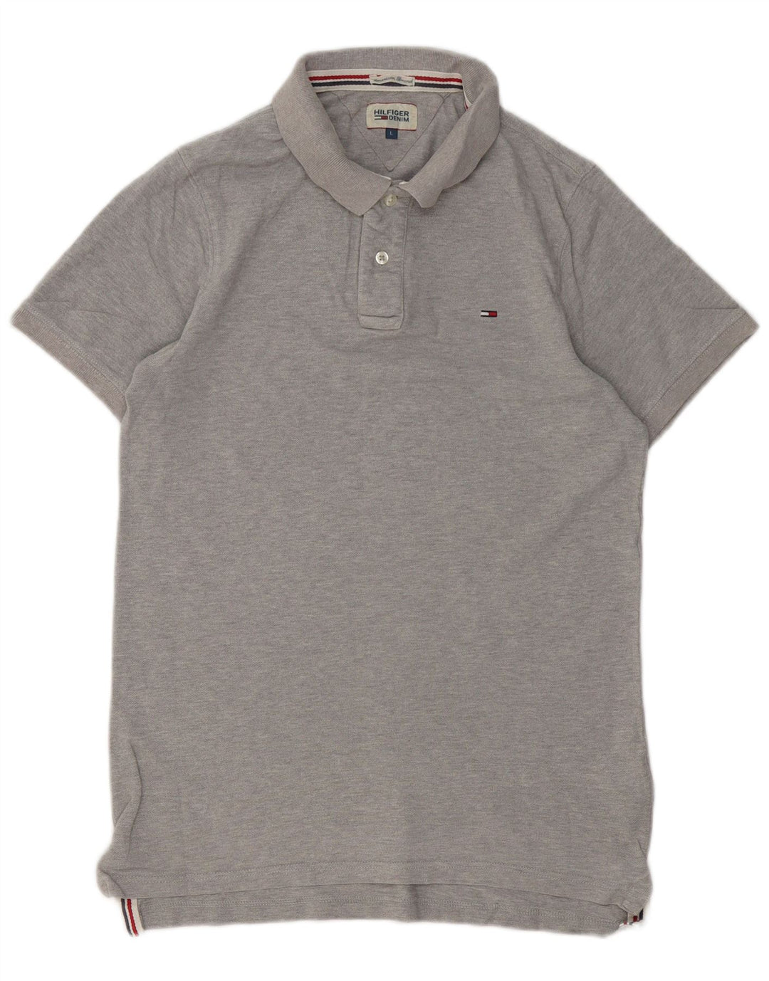 TOMMY HILFIGER Mens Polo Shirt Large Grey Cotton