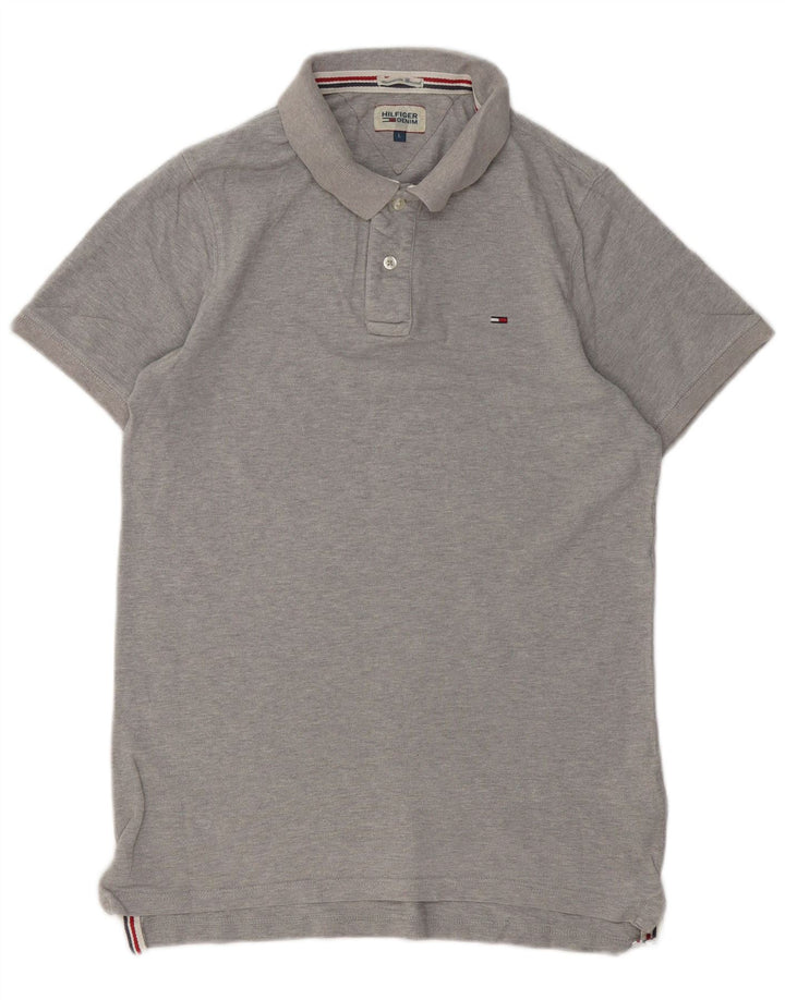 TOMMY HILFIGER Mens Polo Shirt Large Grey Cotton