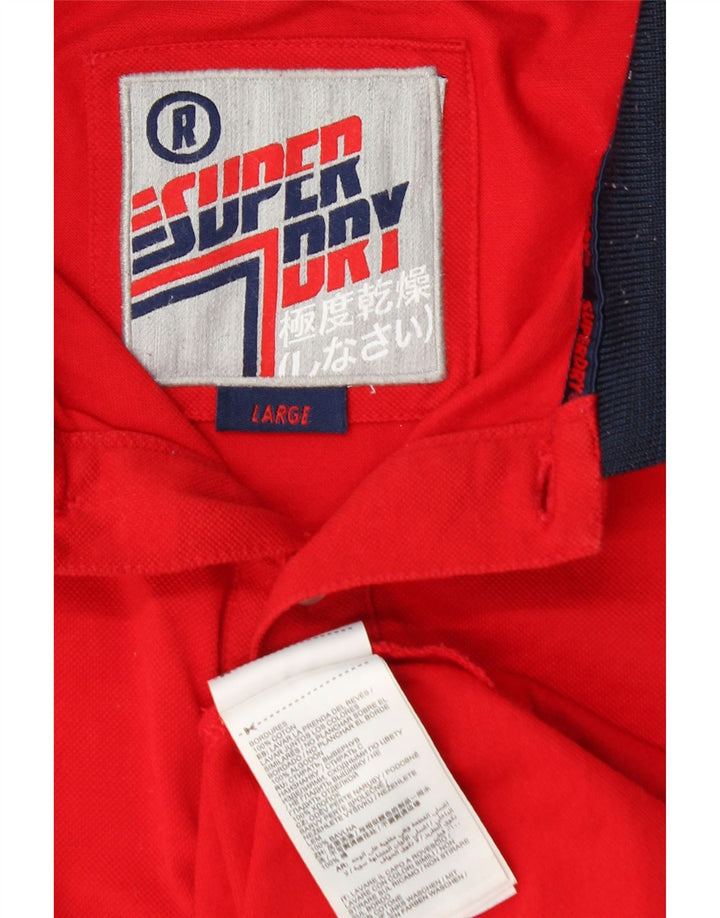 Superdry Mens Rugby Polo Shirt Large Red Cotton