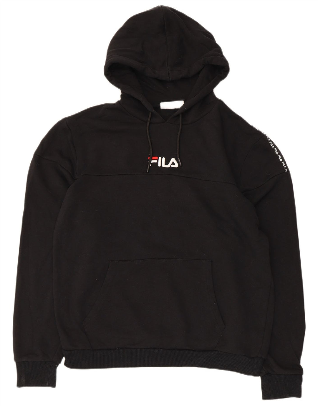 Fila Mens Graphic Hoodie Jumper Large Black Cotton