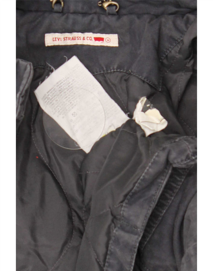 Levi's Womens Hooded Utility Jacket UK 14 Medium Navy Blue Cotton