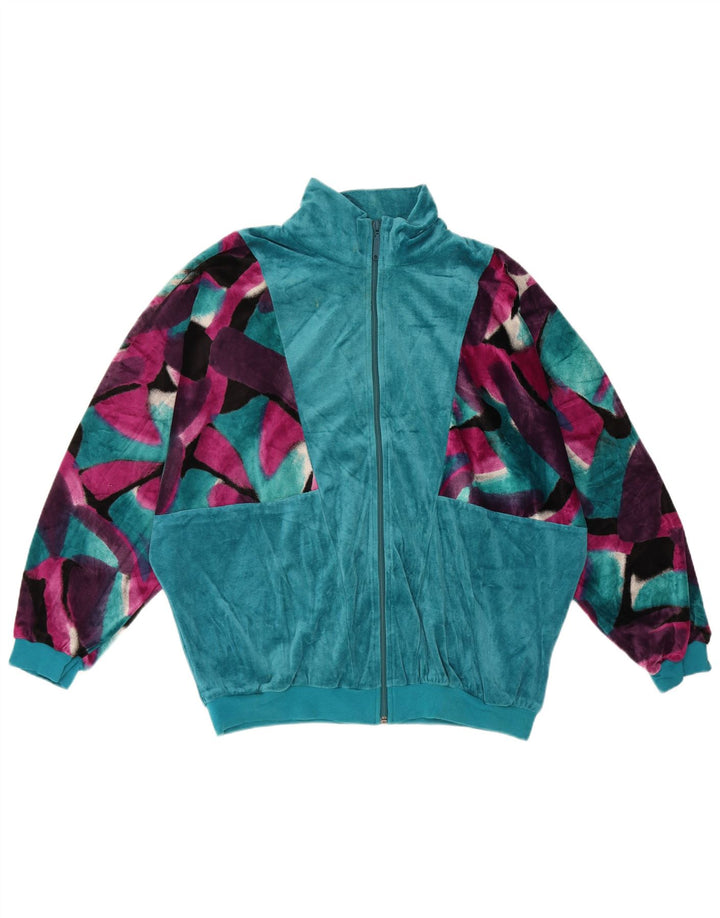 Schneider Womens Velour Tracksuit Top Jacket IT 44 Medium Blue Geometric