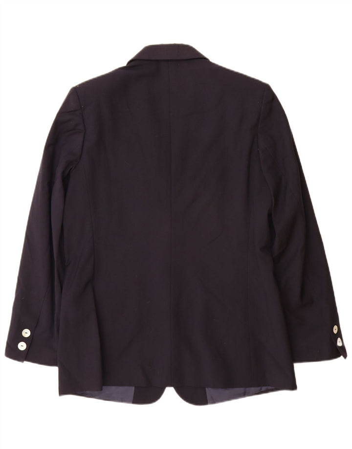 Seventy Womens 2 Button Blazer Jacket IT 44 Medium Navy Blue Virgin Wool