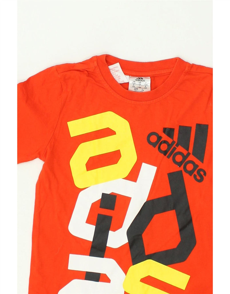 ADIDAS Boys Graphic T-Shirt Top 7-8 Years Orange Cotton | Vintage Adidas | Thrift | Second-Hand Adidas | Used Clothing | Messina Hembry 