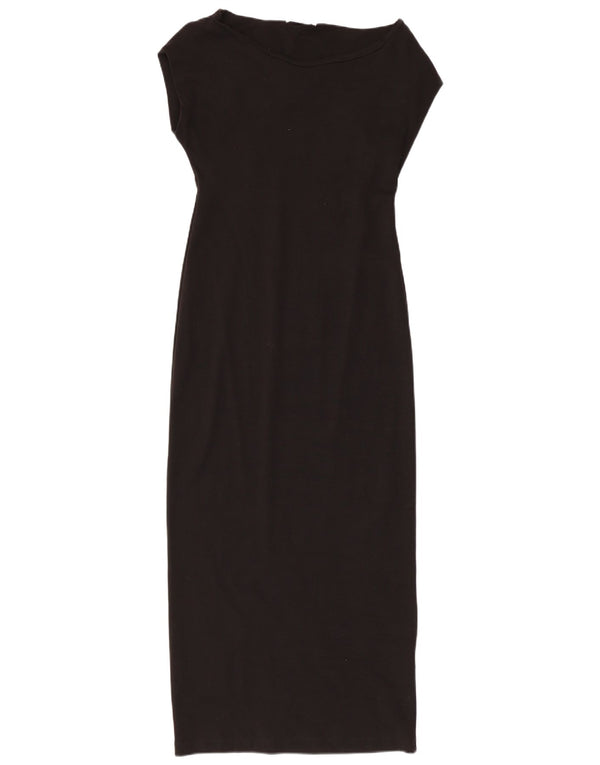 Zara Womens Maxi Dress UK 14 Large Black Cotton