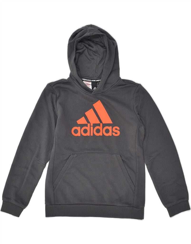 ADIDAS Boys Graphic Hoodie Jumper 11-12 Years Grey Cotton | Vintage Adidas | Thrift | Second-Hand Adidas | Used Clothing | Messina Hembry 