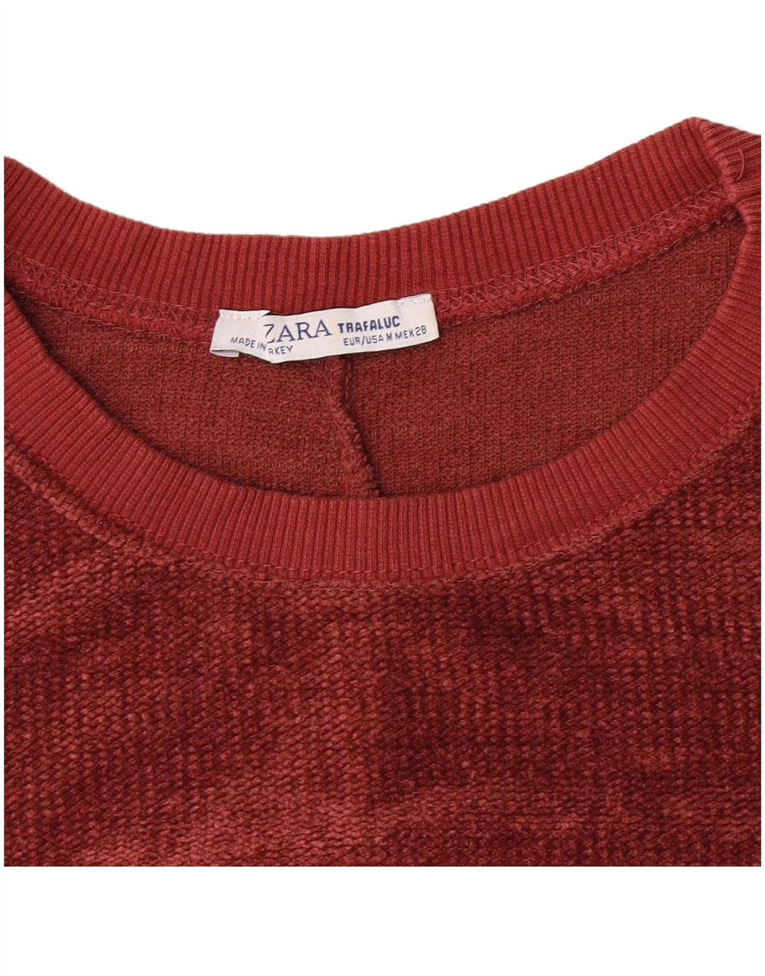 Zara Womens Oversized Crop Velour Sweatshirt Jumper UK 14 Medium Burgundy