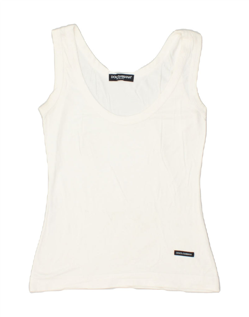 DOLCE & GABBANA Womens Vest Top IT 38 XS Off White | Vintage Dolce & Gabbana | Thrift | Second-Hand Dolce & Gabbana | Used Clothing | Messina Hembry 