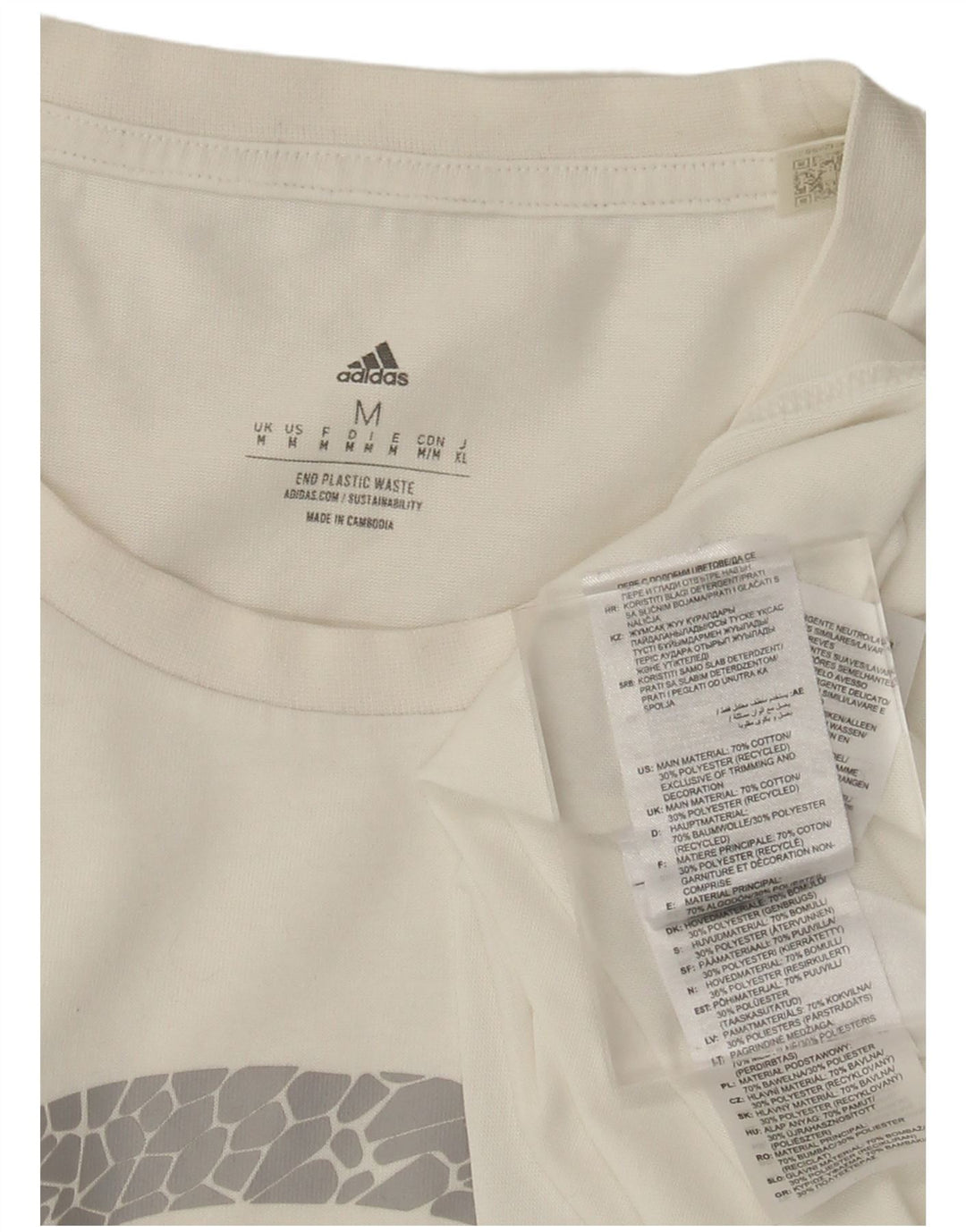 Adidas Mens Graphic T-Shirt Top Medium White Cotton