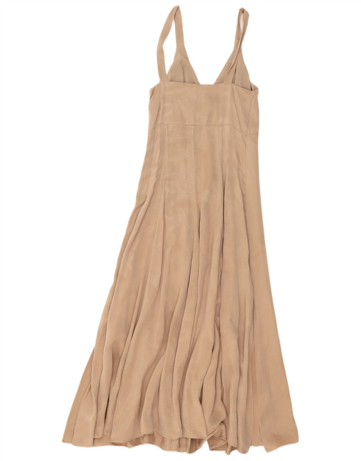 Massimo Dutti Womens Sleeveless Maxi Dress EU 34 2XS Beige Polyester